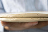 Handmade white speckled ceramic plates by Mesh & Cloth