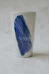 Tumbler porcelain cup - brushed cobalt blue slip