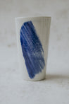 Tumbler porcelain cup - brushed cobalt blue slip