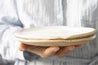 Handmade white speckled ceramic plates by Mesh & Cloth